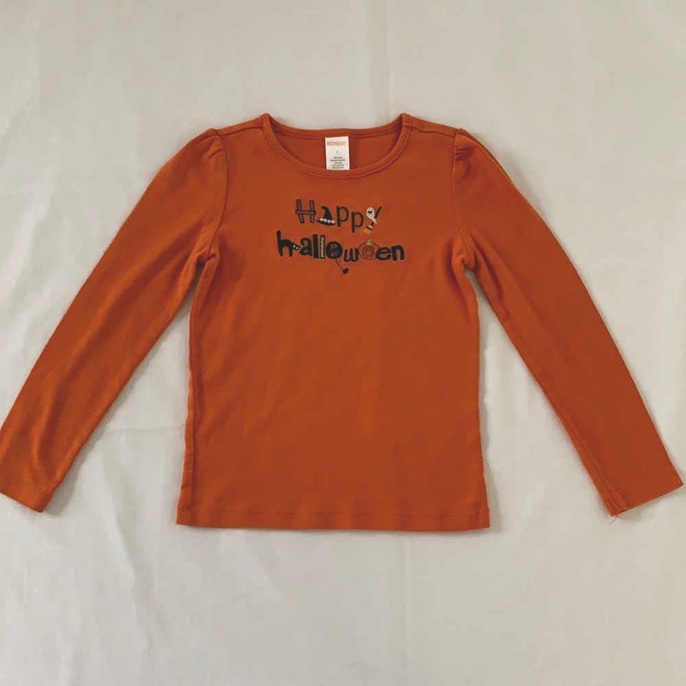 Gymboree Girls Orange Happy Halloween Long Sleeves T-shirt Size 6 🍁